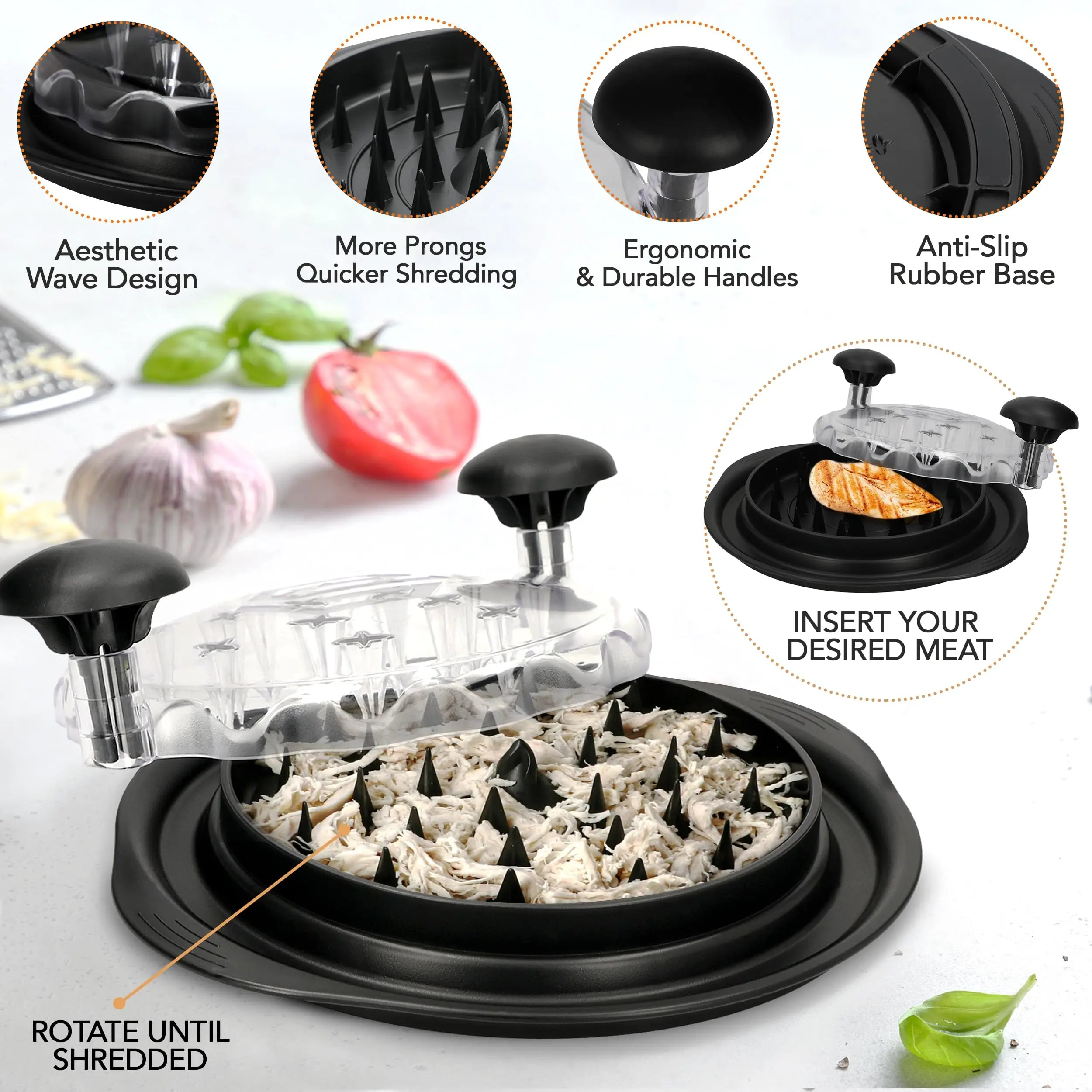 🔥50%OFF🔥Chicken Breast Shredder - Meat Shredder Machine Suitable for Pork Beef Chicken Twist with Brush & Fork